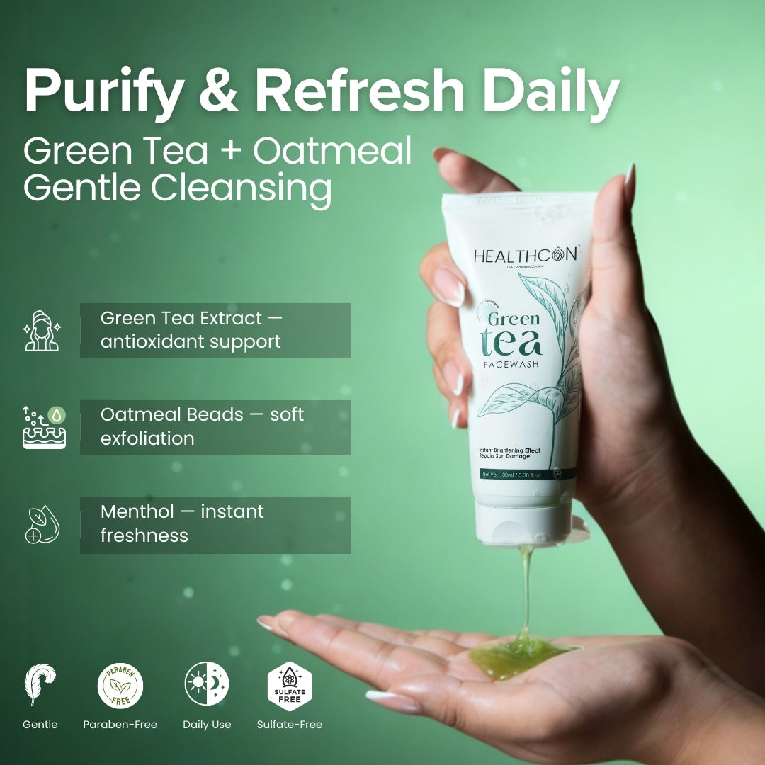 HealthCon Green Tea Face Wash 100ml - part of Green Tea Glow Duo
