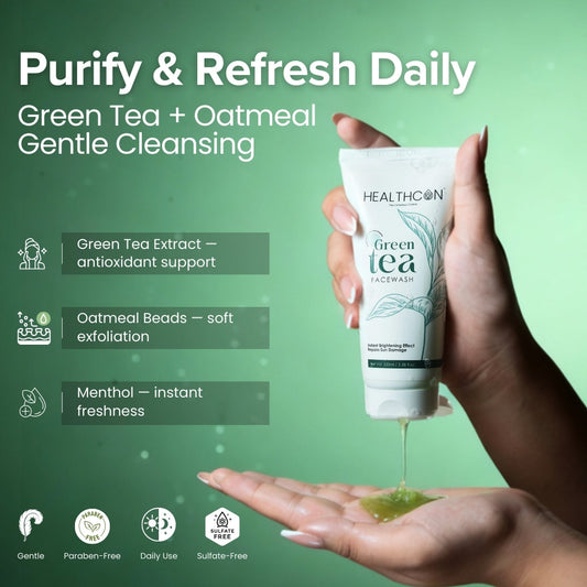 HealthCon Green Tea Face Wash 100ml - part of Green Tea Glow Duo